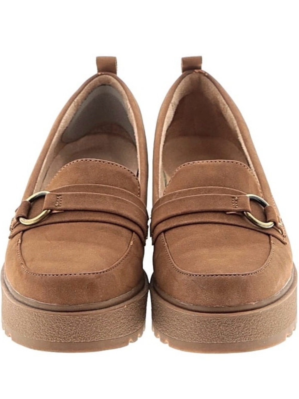 SOUL Naturalizer Brown Platform Loafers with Metal Ring Accent